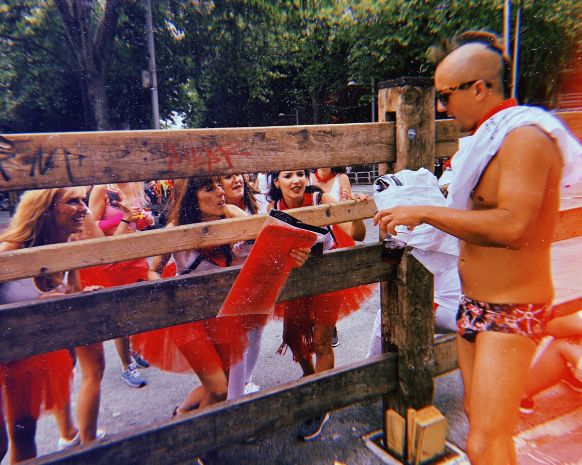 ROCKETMAN FENDING OFF THE FAN GIRLS IN PAMPLONA